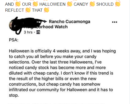 A Woman’s Facebook Rant Telling Her Neighbors to Give Out Better Halloween Candy Goes Viral